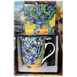 McIntosh Fine Bone China - Van Gogh "Irises" Tea Mug w/Infuser & Lid